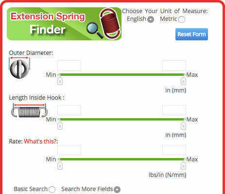 basic stock music wire extension spring search