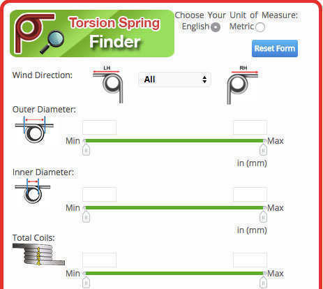 basic stock music wire torsion spring search