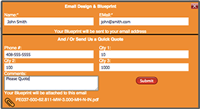 email design and blueprint button