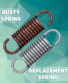 rusty spring and replacement spring