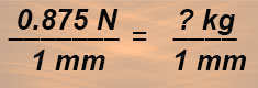 Example C showing the formula required to solve in order to convert the spring rate from Newtons per millimeter to kilograms per millimeter.