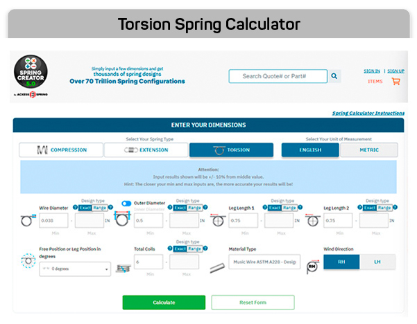 torsional springs calculator live blueprint