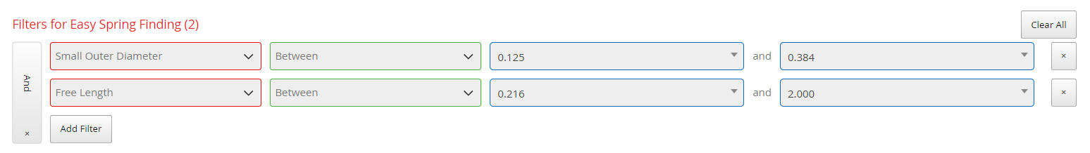 Filters for easy spring finding