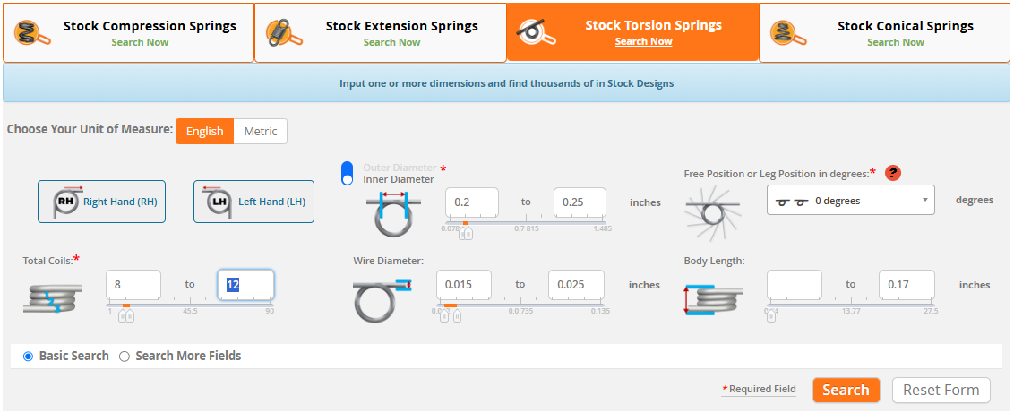 Torsion Spring Spring Finder Torsion Spring Spring Finder